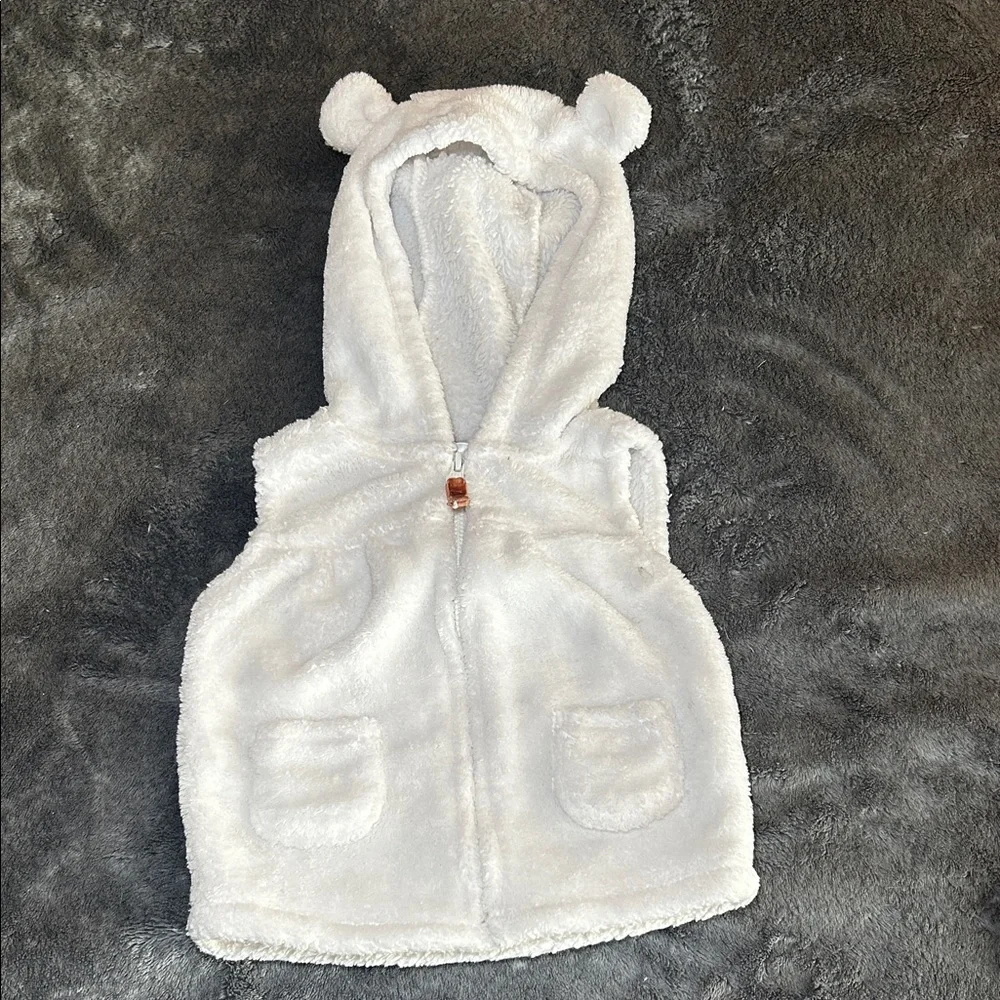 Carter's White Bear Ear Hooded Vest 6m